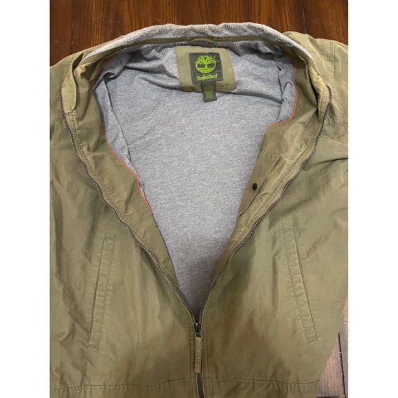 Timberland Mens Green Lightweight Canvas Chino Jacket Full Zip sz XL - Picture 8 of 8